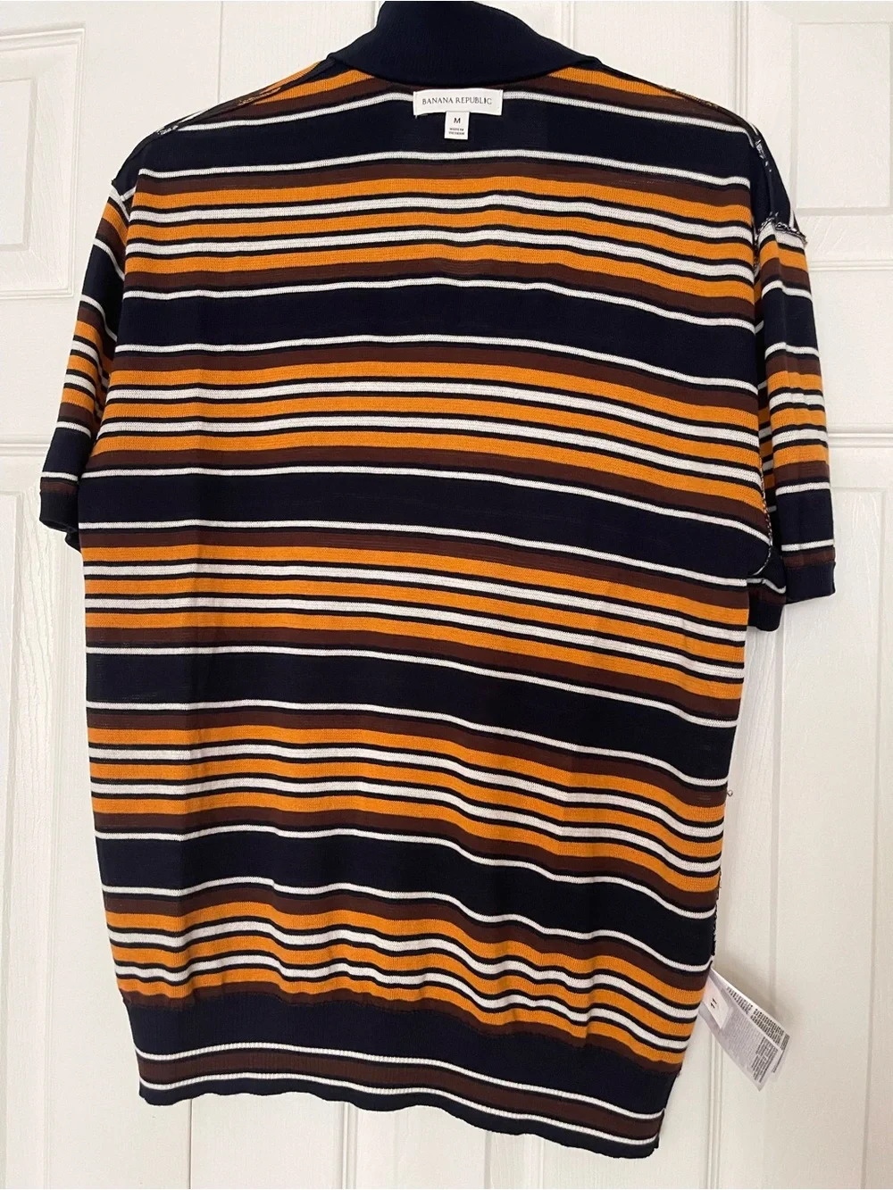 BANANA REPUBLIC 100% COTTON SWEATER POLO NAVY BLUE STRIPES Retro Vibes NEW